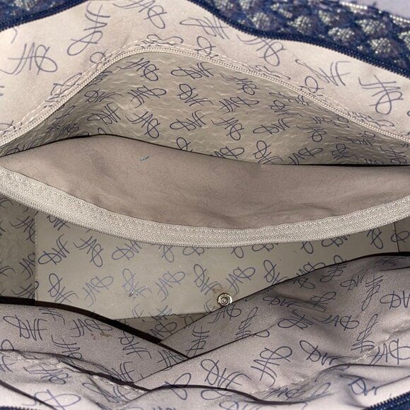 Diane Von Furstenberg Blue Diamond Pattern Travel Bag Tote - Picture 10 of 11